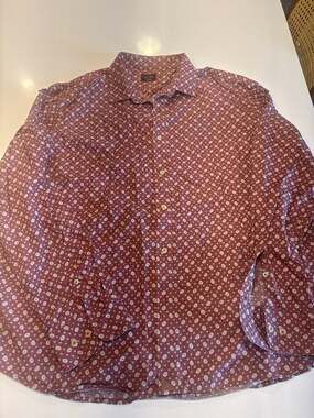 UNTUCKit Burgundy Floral Long Sleeve Button Down Shirt Size XXXL